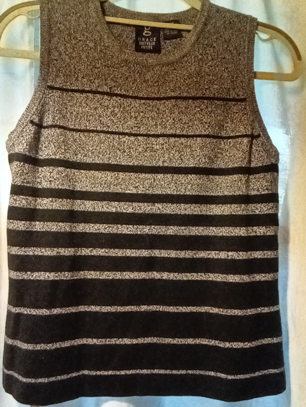 Women's Grace Black and Gray Striped Knit Tank